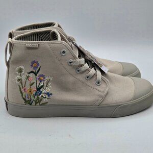 Bangs Embroidered Flowers High Top Shoes Size 8.5 Cottagecore RETRO